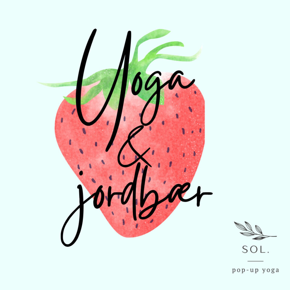 Yoga i sommer? Reklame for yoga og jordbær