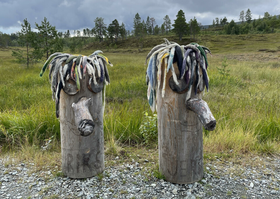 Allerede før du har kommet igang med å gå til Trollheimstunet møter du troll. Dette er ekstra spennende for spente trollforskere. To stubber som er laget som troll med nese og hår