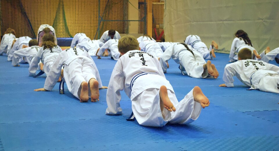 Fysisk trening er en del av treningen. Mange barn gjør push-ups på rekke
