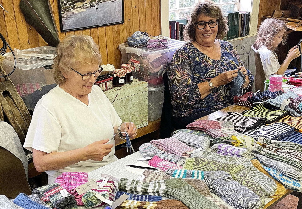 Frå ein tidlegare hobbydag. Gunnvor Bøe og Grete Jonli med eigne produkt