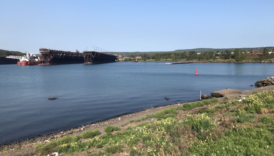 Agathe Bay ved Two Harbors. En stor innsjø. Båtverft?