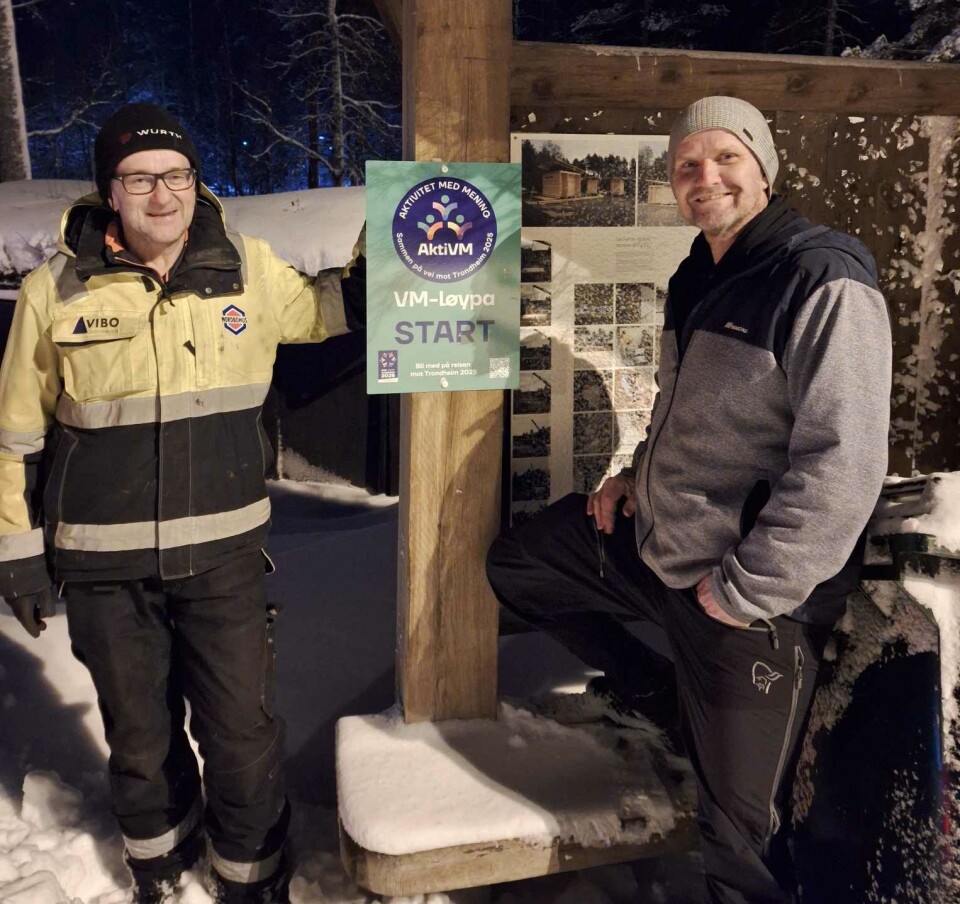 Bård Gaasvand fra Turstigruppa i Rindal Il og Morten Møller fra Rindal kommune fra åpningen av VM-løypa i januar 2024
