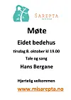 Møte i Eidet bedehus 8. oktober klokken 19.00