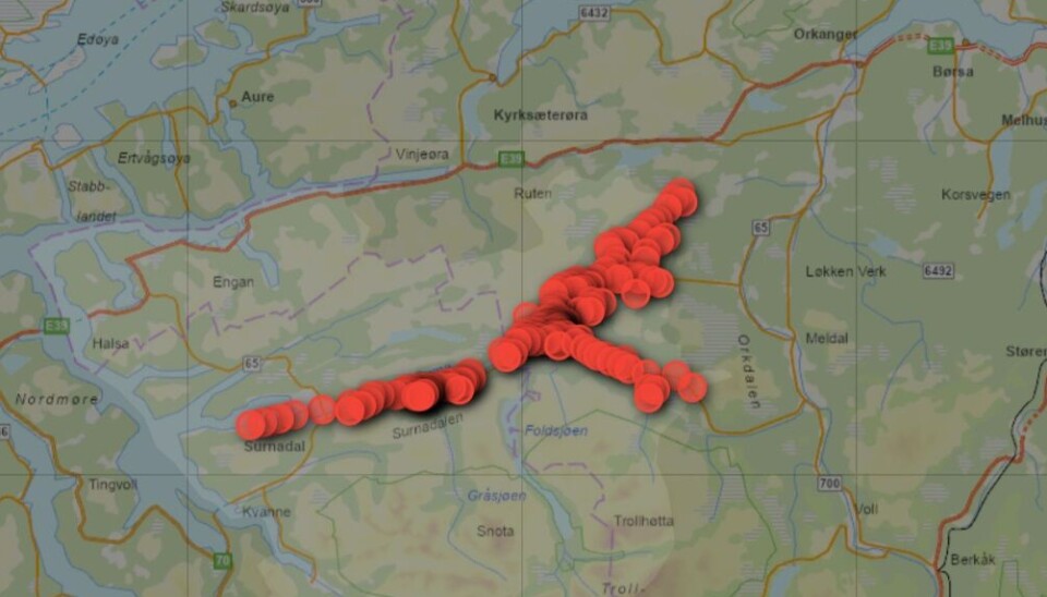 Svorkas strømstanskart. Skjermdump fra ca kl 09.20 onsdag.