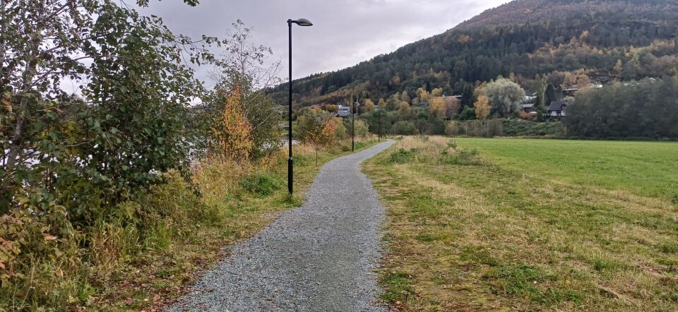 Promenaden videre opp langs elven. En sti langs elva