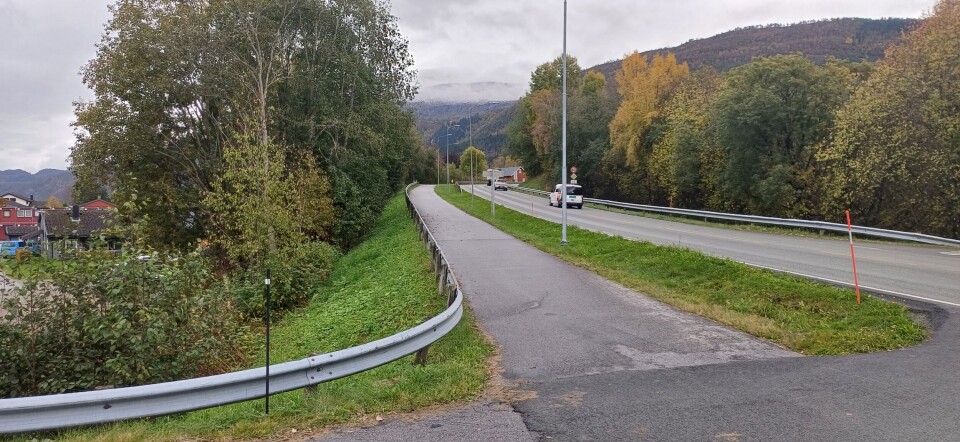 Stien fra Øye bro og opp Høyskolebakken. En bilveg