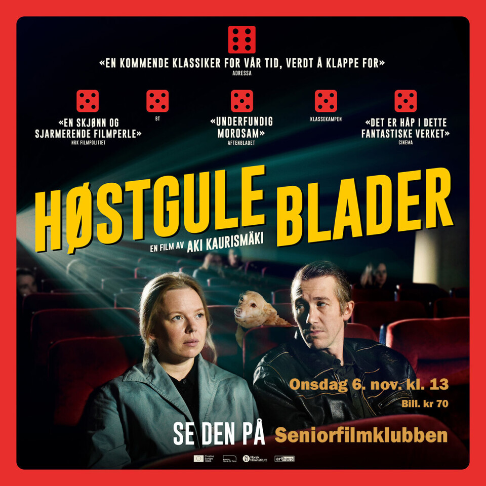 Høstgule blader En filmplakat med to mennesker som sitter i en kinosal