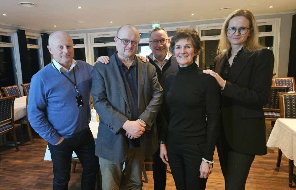 Styre og ansatte i Strengen AS. Fra venstre Knut Haugen, styremedlem, Birger Johnsen, daglig leder, Lars Skrøvseth, styremedlem, Mette Sæter Ormset, prosjektleder og styreleder Eirin Kalstø. Ivar Næss var ikke tilstede.
