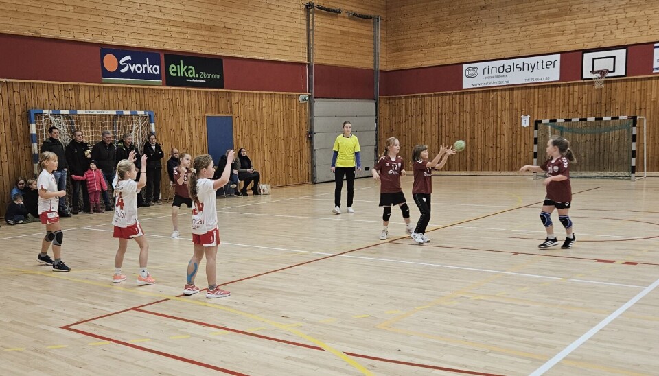 Mange unge håndballtalenter i Rindalshuset søndag