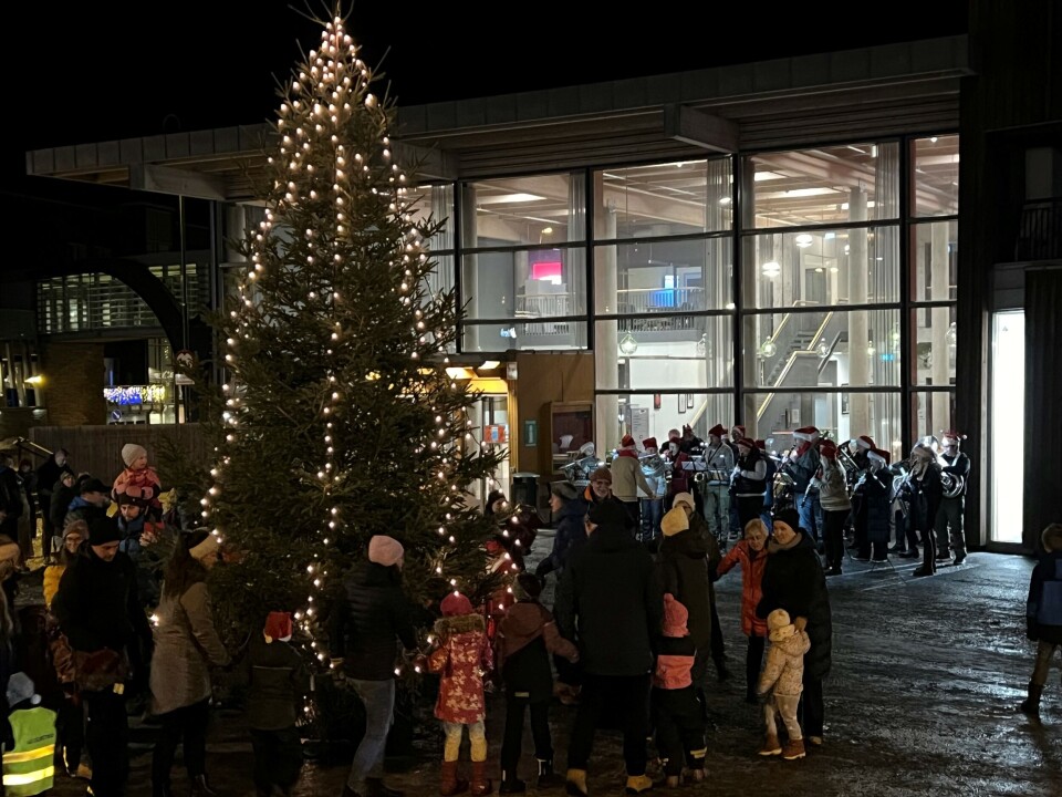Julegrana ble tent 1. desember, og Surnadal Hornmusikk spilte opp til juletregang! juletregran, korps og folk