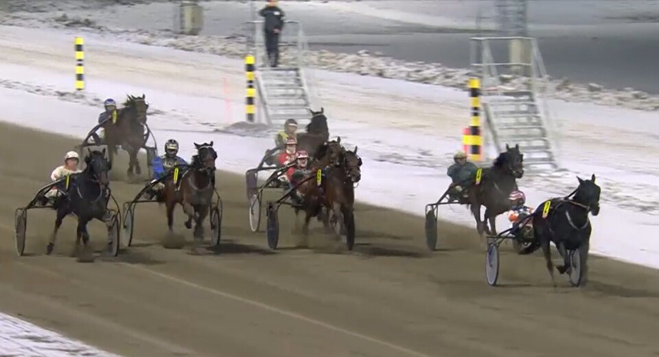 Danny Delight (hest nr 4, bak lederen i innerste spor) ble nr 3 i sitt løp. Et travløp