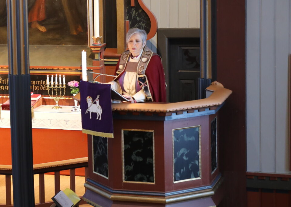 Biskop Herborg Finnset holdt søndagens preken