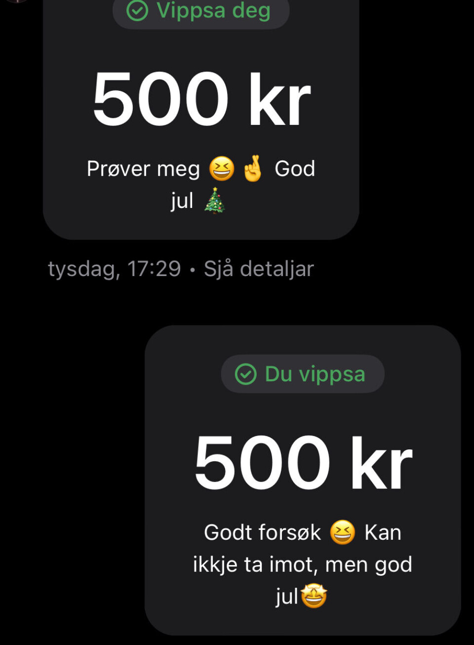 Jenny Klinge si julehelsing med sladding