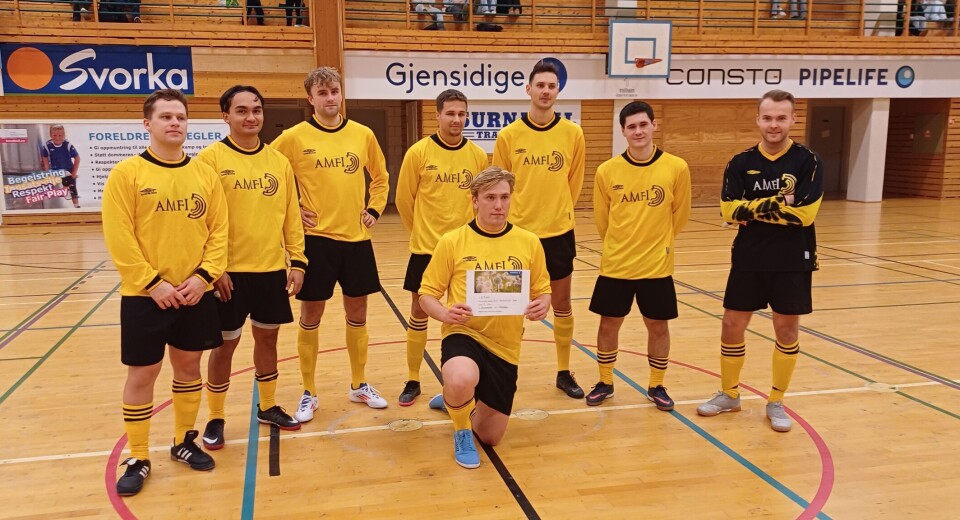 Årets bronsevinnere -Frikksjon. Et håndballag med gule drakter