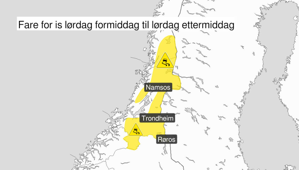 Fare for is og vanskelige kjøreforhold fra lørdag formiddag