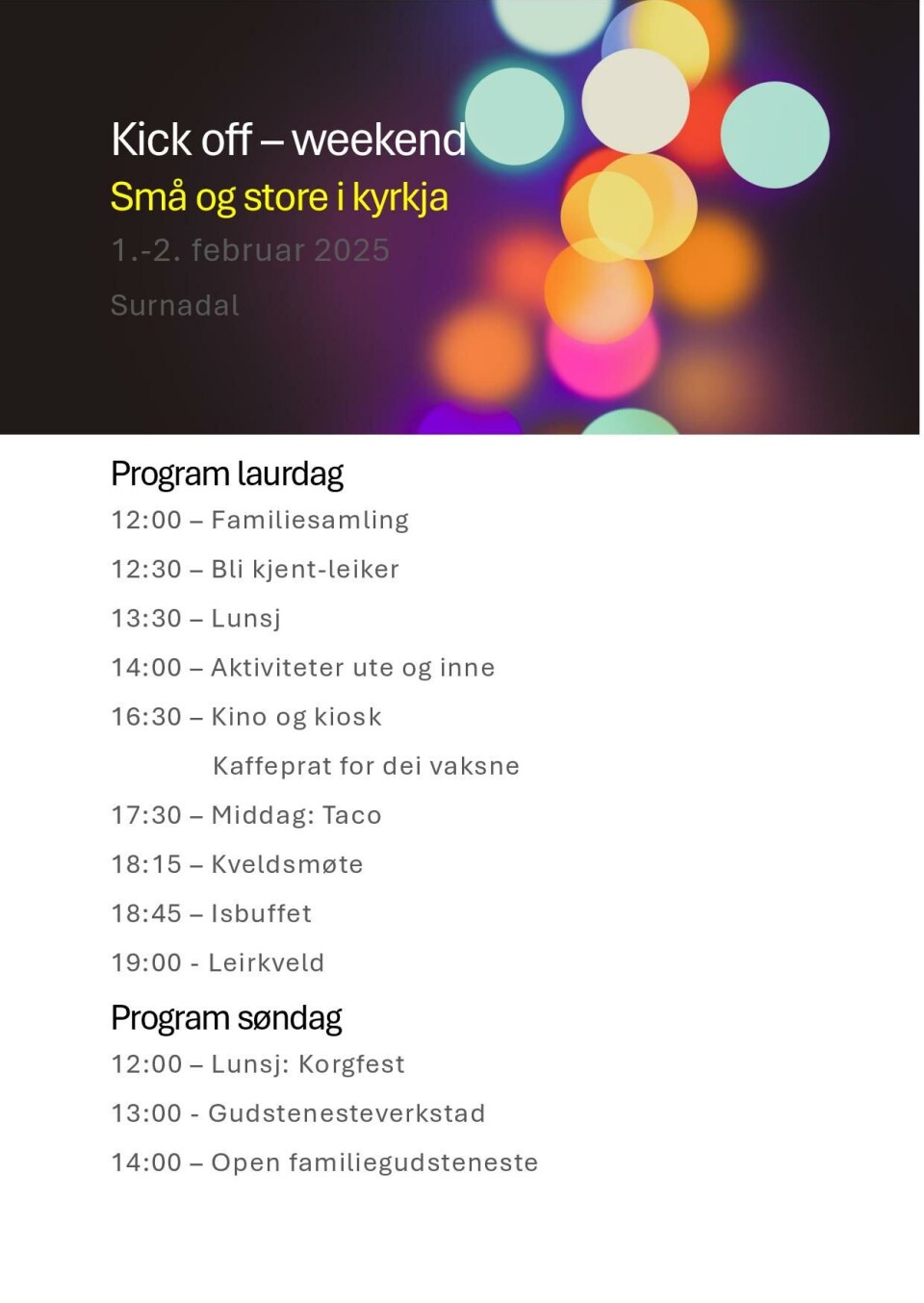 Kick off-weekend i kyrkja