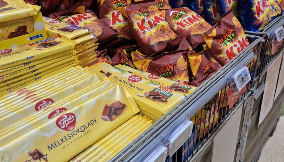 Hyller med sjokolade