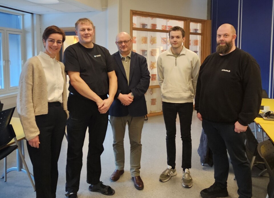 Vertskap og foredragsholdere på frokostmøtet torsdag. Fra venstre Hilde Andersen og Ole Bjørn Grytbakk fra Surnadal Videregående skole, Birger Johnsen fra Strengen AS, Torgeir Kårvand fra Hydro og Ronnie Andersen fra Pipelife.