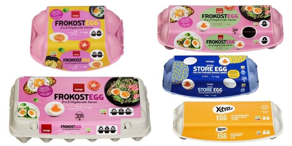 Coop tilbakekaller flere varianter egg Eggkartonger i ulike varianter.