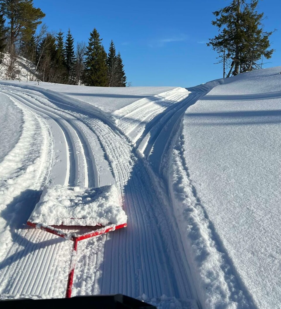 Åsan 21. februar. Oppkjøring av skiløype.