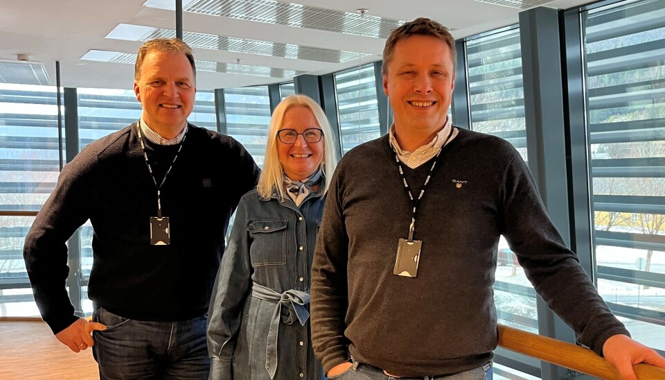 Allan Troelsen, Liv Dalsegg og Ole Magnus Løwe i Sparebank 1 Nordmøre inviterer igjen til en innholdsrik næringslivsdag med mange interessante foredragholdere. To menn og ei dame oppstilt for fotografering.