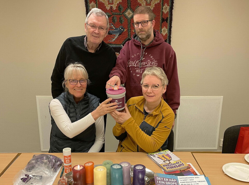 KN-kontaktar klare til årets aksjon: Framme frå venstre Anita Talgø (Todalen) og Liv Marit Kvande (Øye og Ranes). Bak: Bernt Bøe (Åsskard) og Erik Meisingset (Mo).