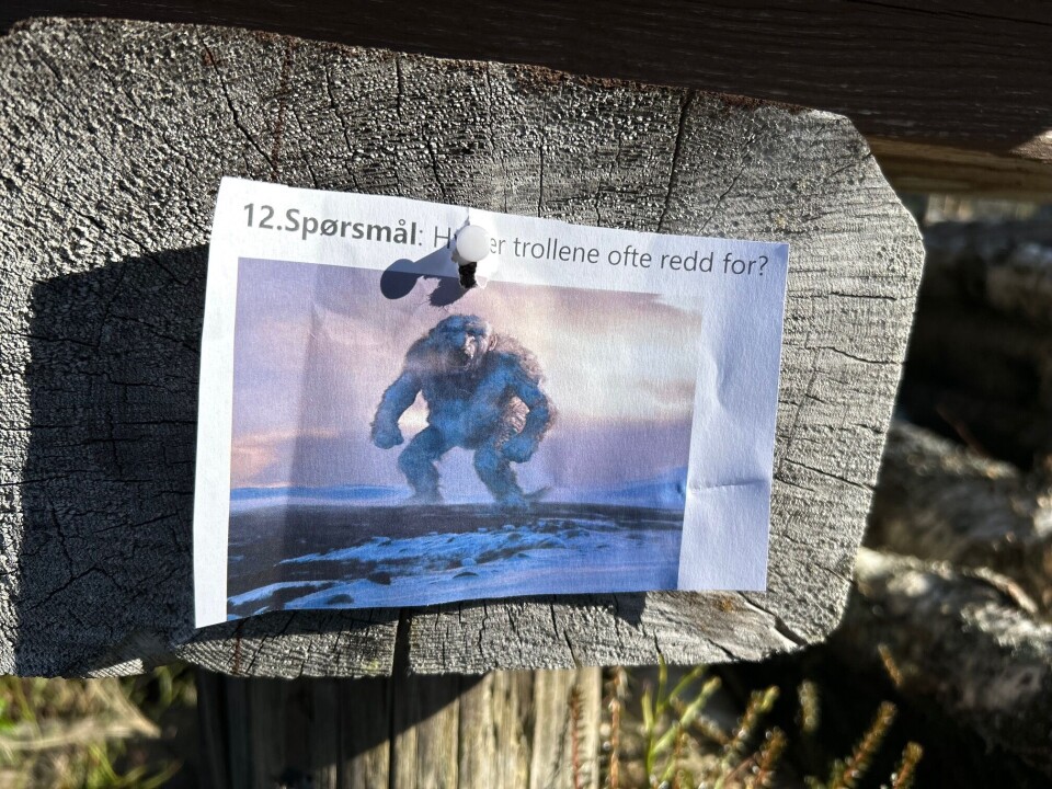 Mange spennende spørsmål på naturstien, og barna holdt koken lenge med å finne alle postene. Spørsmål om troll