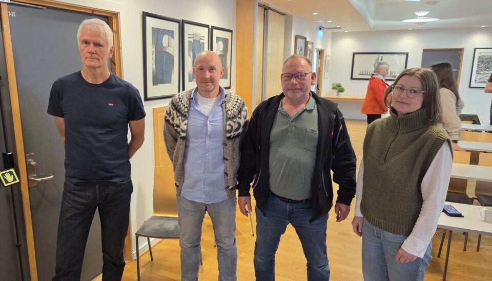 Statnett sine representanter på informasjonsmøtet. F.v. Ole Johan Hjemås, Espen Valli Viken, Kennet Thomsen og Marta Hagerup Nilson.