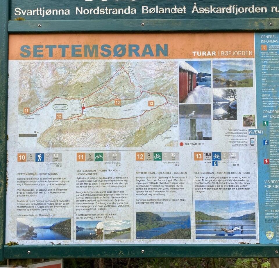 Bilde av plakat med overskrift Settemsøran og kart