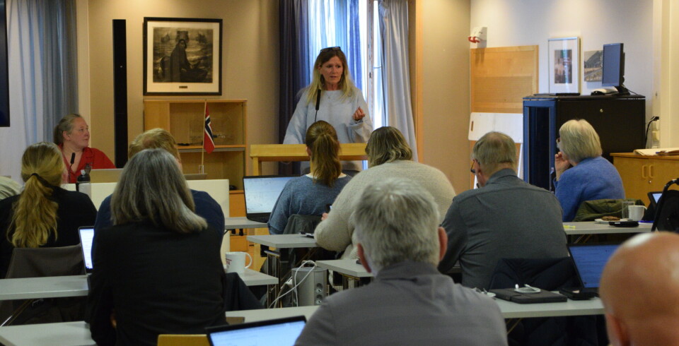 Mona Rita Brøske Rønning. Ei dame på en talerstol foran en forsamling.
