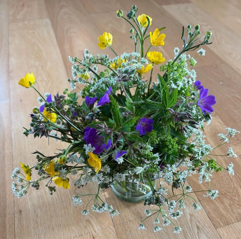 Sommer🌼 En blomsterbukett i en vase. Villblomster.