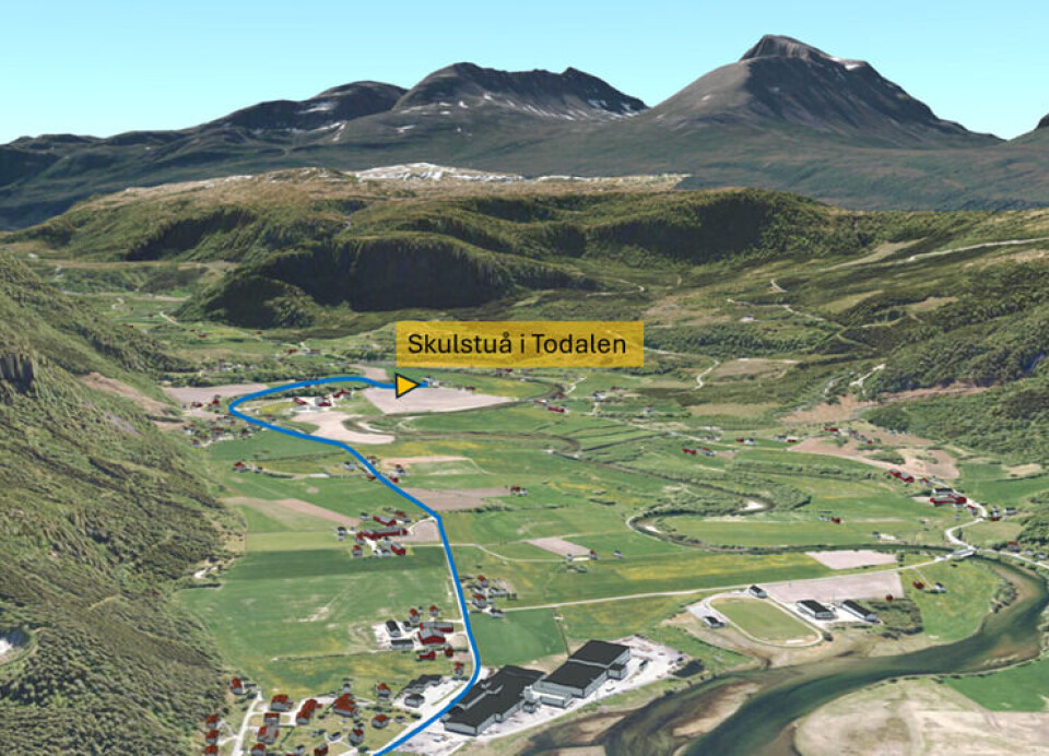 Kart over Todalen med Skulstuå