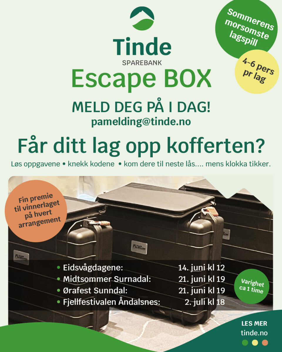 Vi utfordrer DEG til å delta på sommerens artigste lagspill – TINDE SPAREBANK ESCAPE BOX
