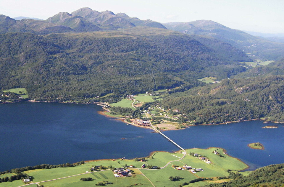 Frå Bølia kan ein fråtse i namn og landskap: Tussane og (innder) Blåfjellet, Svarthammaren, Elvaneset og Merrabukta, Grashomen, Steinholmen og Purkvika ... berre forsyn deg! Utsikt over en fjord, ei bru og begynnelse ved fjorden.