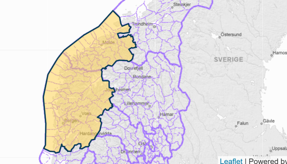 Yr varsler gult farenivå for jord- og flomskredfare i Møre og Romsdal