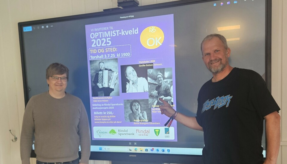 Håkon Fredriksen (til venstre) og Morten Møller inviterer til en hyggelig og inspirerende Optimistkveld i Torshall.