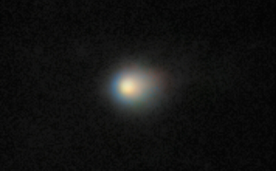 Kometen fotografert med Gemini North telescope på Hawaii. Bildet viser kometens kompakte koma – en sky av gass og støv som omgir den isete kometkjernen. En komet.