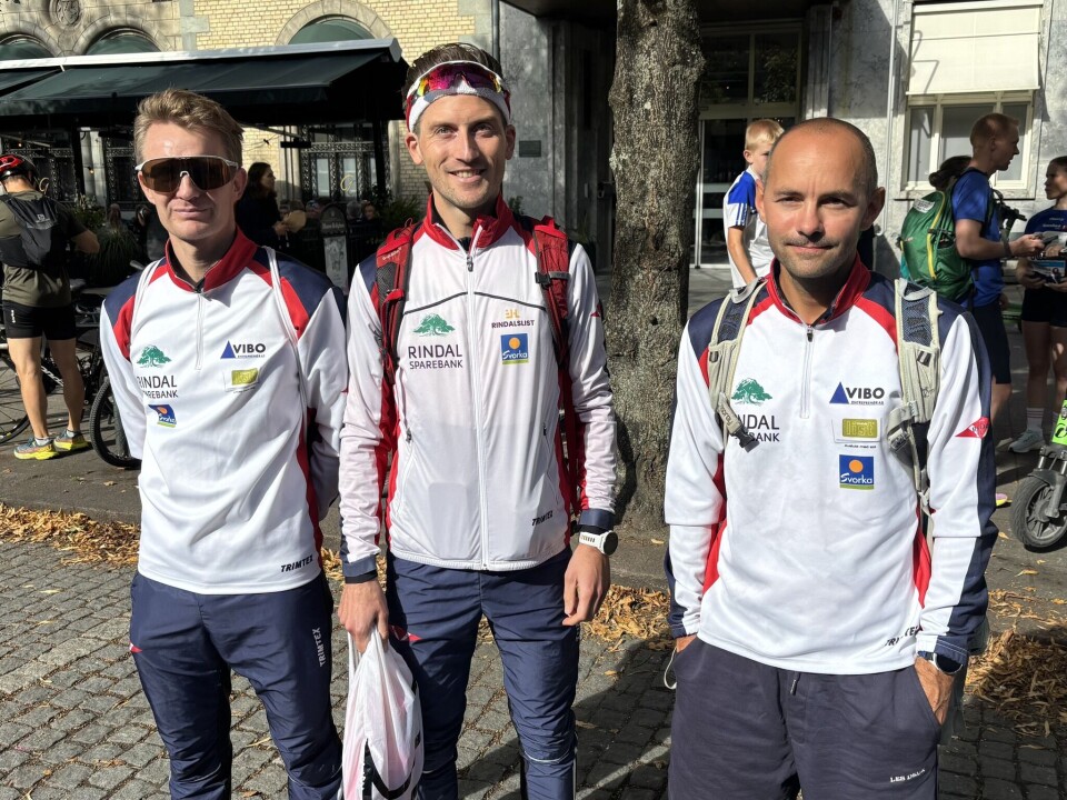 Alexander Hofstad (i midten)med åttende beste tid på halvmaraton. Her sammen med Pål Sæther og Markus Hauge-Espelien (lengst til venstre).