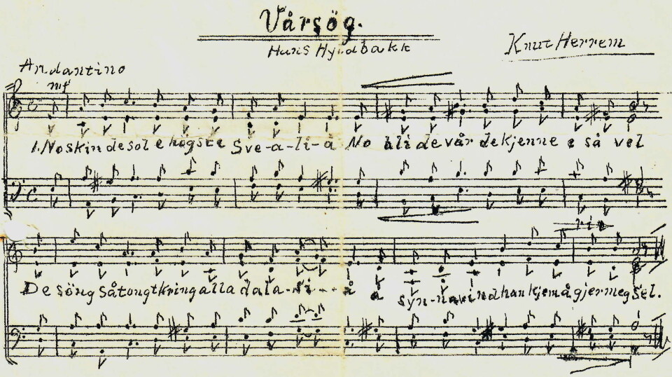 Originalnoten – i komponistens eiga handskrift.