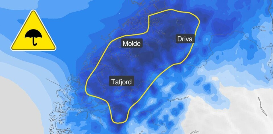 Illustrasjon fra meteorologene på X
