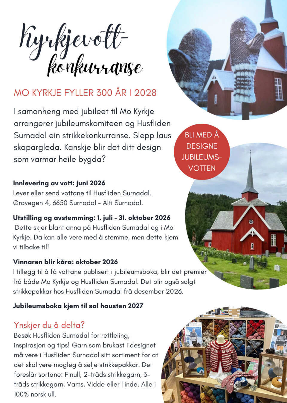 Mo sokn inviterer til kirkevott-konkurranse. Flyer med info om konkurransen.