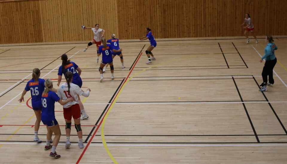 Rindal IL ledet etter førsteomgang, men måtte se seg slått av Stjørdal HK lørdag Kvinnelige håndballspillere i hvite og blå drakter
