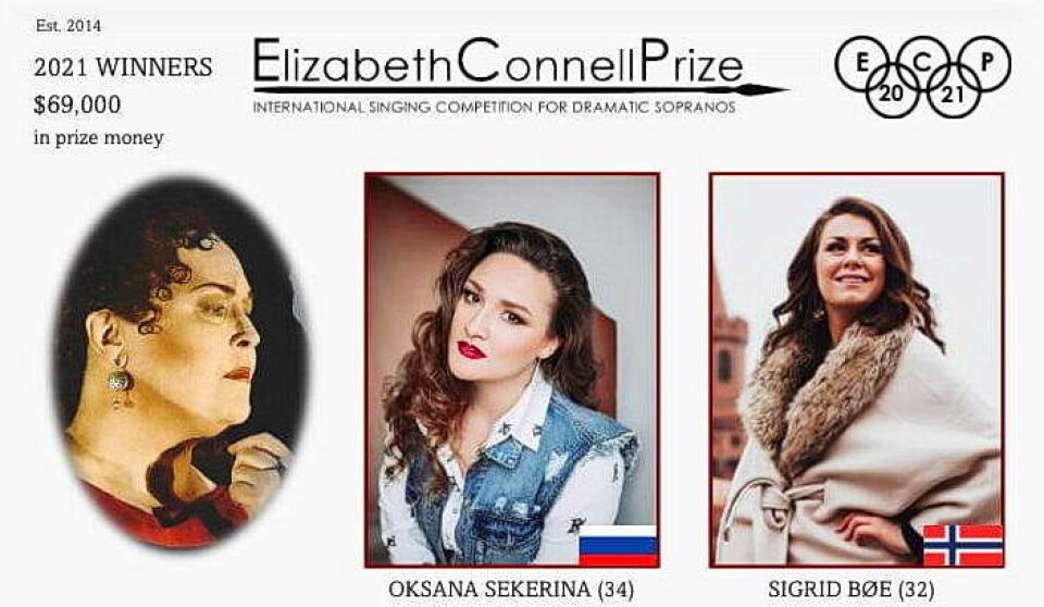 Saman med russiske Oksana Sekina vann Sigrid i 2021 den australske Elizabeth Connell Prize. En fotomontasje angående en pris for operasangere.
