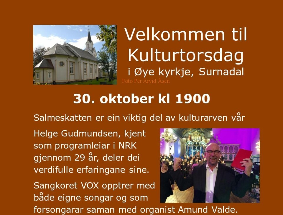 Kulturtorsdag i Øye kyrkje