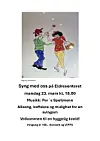 Plakat med tegning av dansende eldre par og tekst om arrangement på eldresenter.