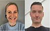 Sammensatt portrettbilde av to personer foran nøytrale vegger.