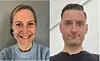 Sammensatt portrettbilde av to personer foran nøytrale vegger.