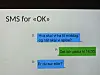 Lysbilde med overskriften SMS for OK og skjermbilde av kort sms-samtale om middag.