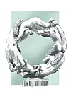 Illustrert skulptur av hender som danner en sirkel på lys grønn bakgrunn.