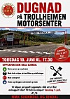 Plakat med dugnad på Trollheimen motorsenter og liste over oppgaver og tidspunkt.